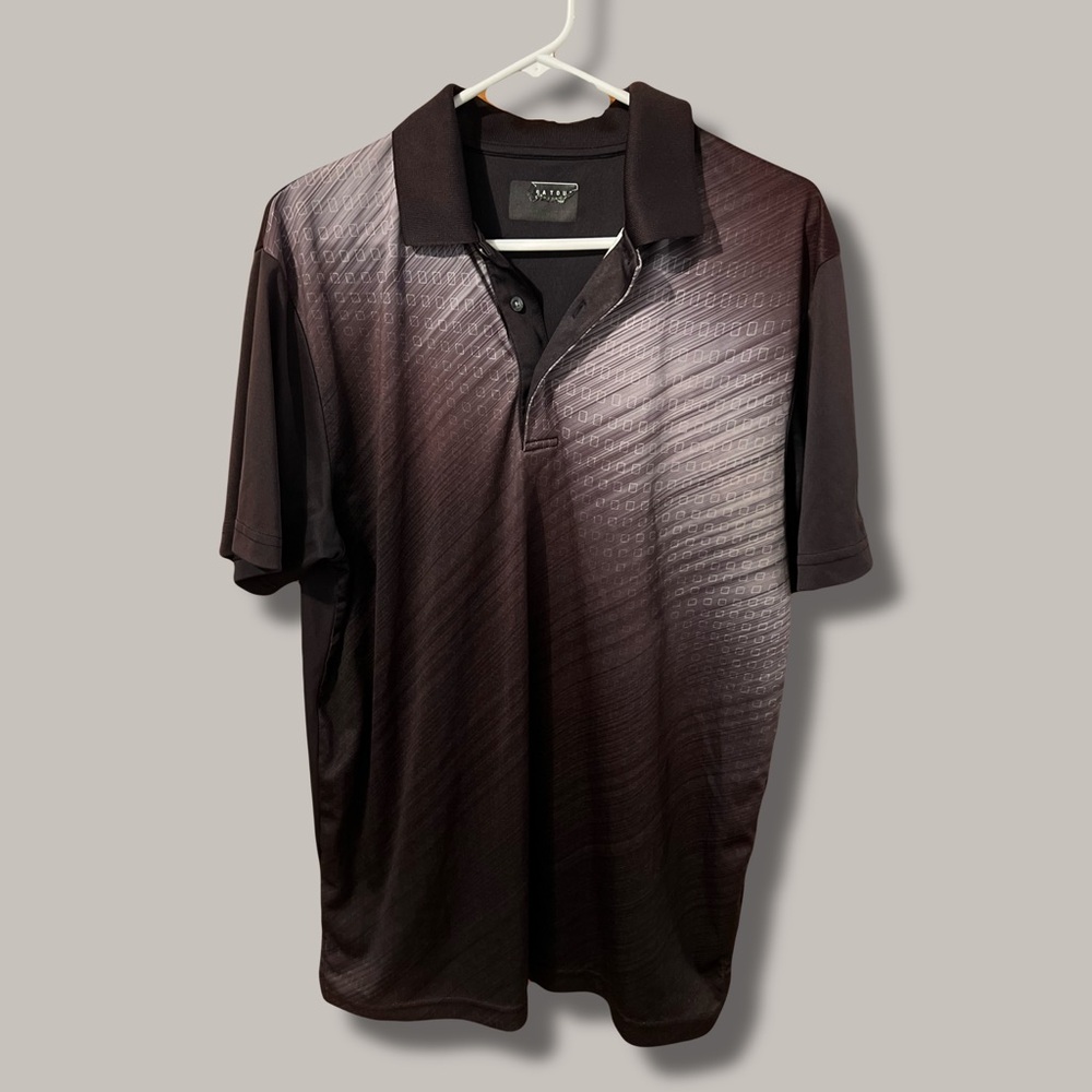 Men's Dark Gradient Golf Polo Shirt with PGA Logo Brand